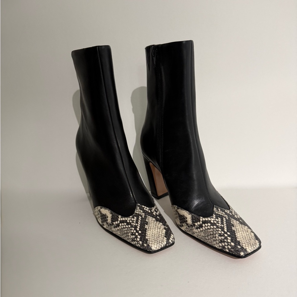 Steve MaddenBlack and Snake Print Ankle Boots
